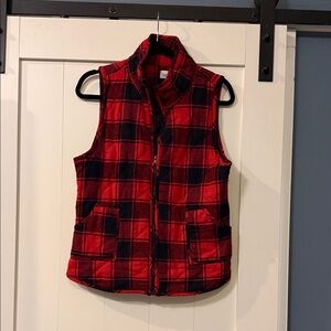 Red and Black Plaid Women's Vest
